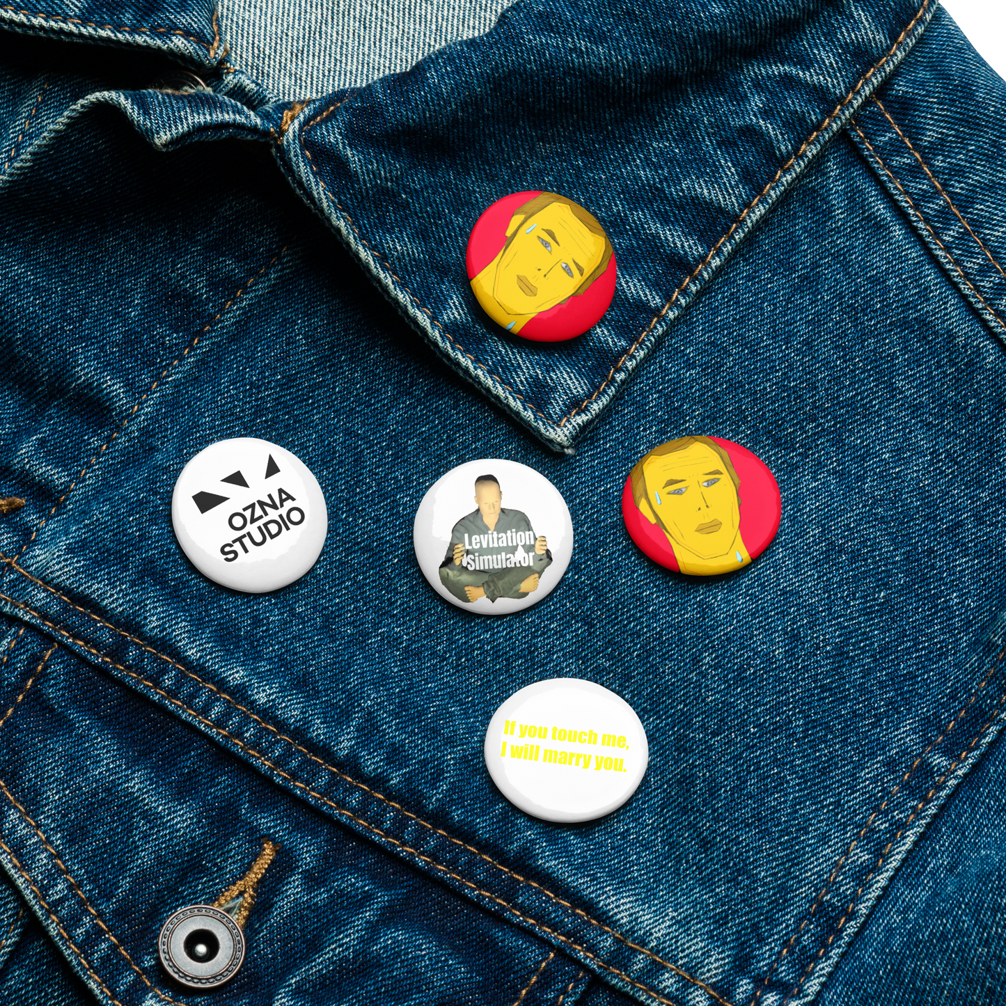 Set of pin buttons